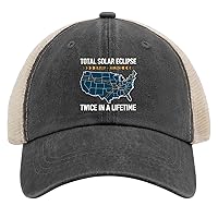 Total Solar Eclipse Twice in A Lifetime Hat for Mens Baseball Cap Aesthetic Washed Running Hat