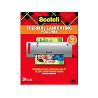 Scotch Thermal Laminating Pouches Premium Quality, 5 Mil Thick for Extra Protection, 50 Pack Letter Size Laminating Sheets, Our Most Durable Lamination Pouch, 8.9 x 11.4 inches, Clear (TP5854-50)