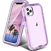 ORIbox for iPhone 15 Pro Case Purple, [10 FT Military Grade Drop Protection], Transparent Heavy Duty Shockproof Anti-Fall Case for iPhone 15 Pro Phone Case,6.1 inch,3 in 1, Crystal Purple