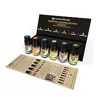 ecodrop essential oils Aromatherapy Set - 10ml Bottles | Pure & Natural Therapeutic Grade Peppermint, Sweet Orange, Eucalyptus, Tea Tree, Lavender & Lemongrass Diffuser Oils Kit | Certified Organic