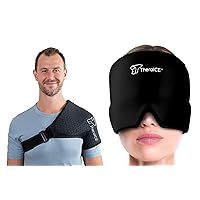 TheraICE Shoulder Ice Pack Wrap, Reusable Ice Pack for Rotator Cuff & Shoulder Pain Relief + TheraICE Migraine Relief Cap