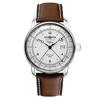 Zeppelin Men's Watch with Leather Strap Series 100 Years ED. 1 Automatic GMT Date 8666-1