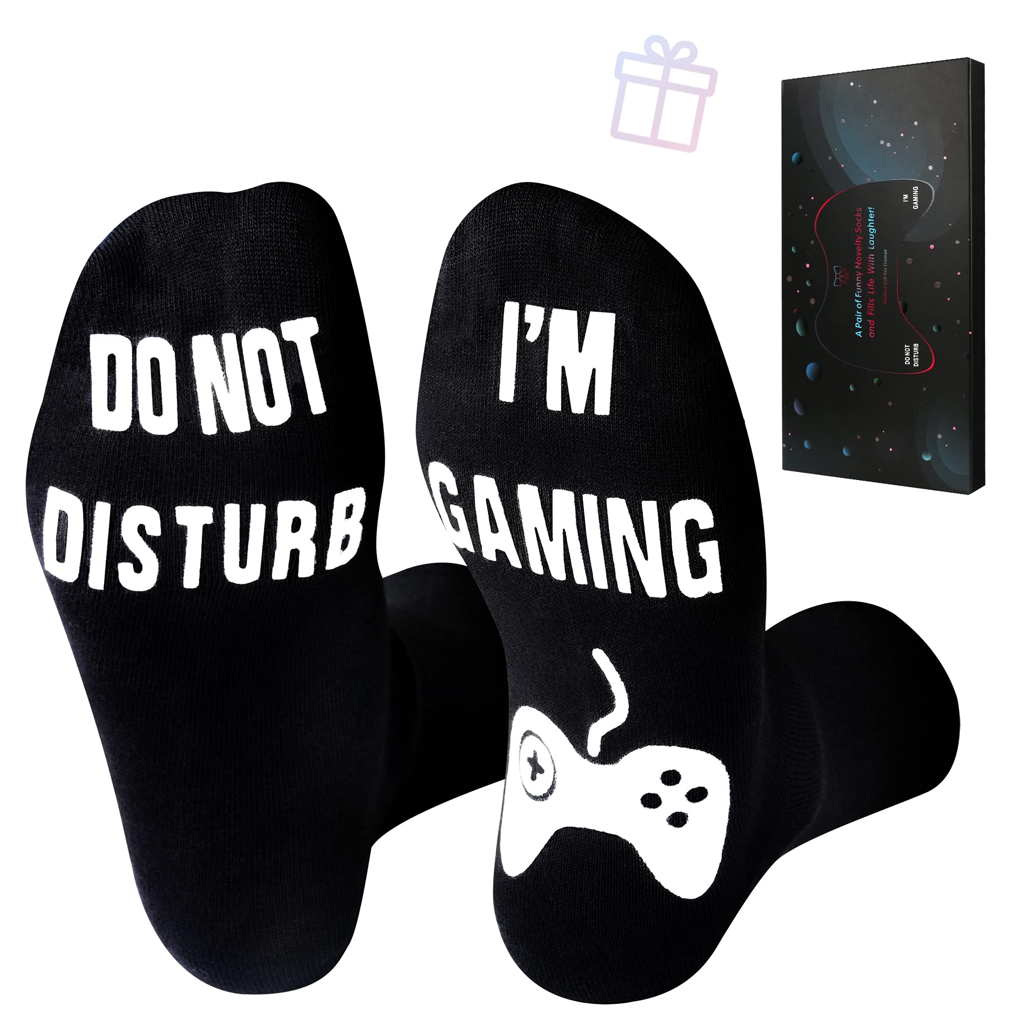 Do Not Disturb I'm Gaming Socks, Mens Gifts for Dad,Funny Socks for Him, Gaming Socks Men Birthday Gift for Teen,Dad,Son