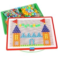ERINGOGO 296pcs Toddler Toys Mushroom Nails Puzzle Creative Mosaic Pegboard Toy with Letters Mosaic Pegboard Toy Puzzle Toy Kids Craft Beads Tool Kids Toys Puzzles Three-Dimensional Baby