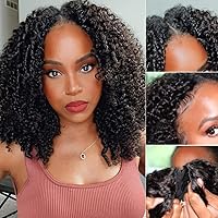 UNICE Afro Kinky Curly U Part Wigs Human Hair 1x4 inch Leave Out, Mongolian Glueless Human Hair Upart Wig No Glue No Sew in Beginner Friendly 150% Density 20 inches