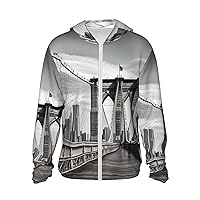 UPF50+ Brooklyn Bridge Sun Protection Hoodie Jacket Quick Dry Long Sleeve Sun Shirt For Men Women