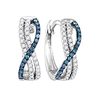Mediterranean Blue Diamonds® 10k White Gold Infinity Hoop Earrings 1/4 Ctw.