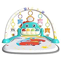 Eners Baby Gyms Play Mats Musical Activity Mat Kick & Play Piano Baby Play Gym Tummy Time Padded Mat for Baby Newborn Toddler Infants(Blue)