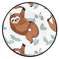 Coaster for Drink Leather Coaster Set of 6 Heat Resistant Drink Coasters with Holder Brown Sloth Coffee Cup Mat Tabletop Protection Cup Pad Round Coasters for Kitchen