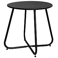 Weather Resistant Outdoor 17.5” Round End Accent Table for Bistro Balcony, Black