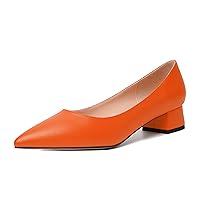 WAYDERNS Womens Evening Solid Matte Slip On Pointed Toe Dress Chunky Low Heel Pumps Shoes 1.5 Inch