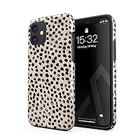 BURGA Phone Case Compatible with iPhone 11 - Hybrid 2-Layer Hard Shell + Silicone Protective Case -Black Polka Dots Pattern Nude Almond Latte - Scratch-Resistant Shockproof Cover