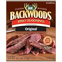 LEM Products Backwoods Reduced Sodium Original Jerky Seasoning, Ideal for Wild Game and Domestic Meat, Seasons Up to 25 Pounds of Meat, 18.3 Ounce Packet with Pre-Measured Cure Packet Included