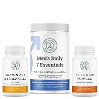Men's Daily 7 Essentials, Vitamin D3+K2 Chewables & Super B-100 Complex Bundle