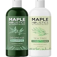 Oily Hair and Scalp Shampoo and Conditioner - Degrease Shampoo and Tea Tree Conditioner for Oily Hair and Scalp for Men and Women - Sulfate Silicone and Paraben Free with Pure Essential Oils 16oz Each