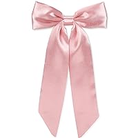 WantGor Long Tail Bow Hair Clips, Hair Ribbon Bows Satin Bowknot Clip Large Hair Barrettes Cute Ponytail Holder Hair Accessories for Women Daily Party Wedding Prom (Pink)