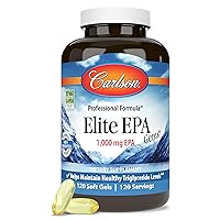 Carlson - Elite EPA Gems, 1000 mg EPA Fish Oil, Wild-Caught, Norwegian Fish Oil, Sustainably Sourced, Helps Maintain Healthy Triglyceride Levels, 120 Softgels