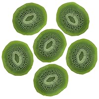 6pcs Artificial Kiwi Slice Fake Simulation Lifelike Realistic Green Plastic Slices for Home Party Fruit Bowls Decoration