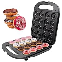 Mini Donut Maker, Mini pancakes maker Machine, Bake 16 Mini Doughnuts, Non-stick Surface, cake machine, Double-sided heating, Perfect for Breakfast, Snacks, Desserts & More