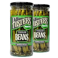 Fosters Pickled Green Beans- Original- 16oz (2 Pack) - Pickled Green Beans in a Jar - Traditional Pickled Vegetables Recipe for 30 years - Gluten Free- Fat Free - Preservative Free - Pickled Beans