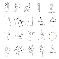 Realistic Temporary Tattoo for Women - 86 Sheets Tiny Small Fake Tattoos, 24 Pcs Inspirational Quotes Words Tattoo, 62 Long Lasting Minimalist Wild Flower Floral Bouquet Leaf Adult Tattoos Stickers (Art Abstract)
