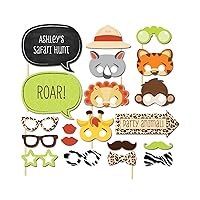 Fun Safari Photo Booth Props for Jungle Wild Animal Themed Birthday Party/Baby Shower, Pack of 20