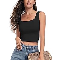 KevaMolly Cotton Y2k Crop Top Trendy Square Neck Sleeveless Sexy Basic Cropped Tank Going Out Top