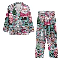 Women's Matching Christmas Pajamas Casual Loose Fitting Home Suit 3D Embroidered Print Top+Pants Suit Pajamas