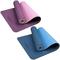 Yoga Mat innhom Non Slip Yoga Mats for Women Men Thick Exercise Mat for Yoga Pilates Workout Mat for Yoga Home Gym Fitness Mat with Carrying Strap, 5/16 inch (8mm), Blue and Dark Purple/Pink