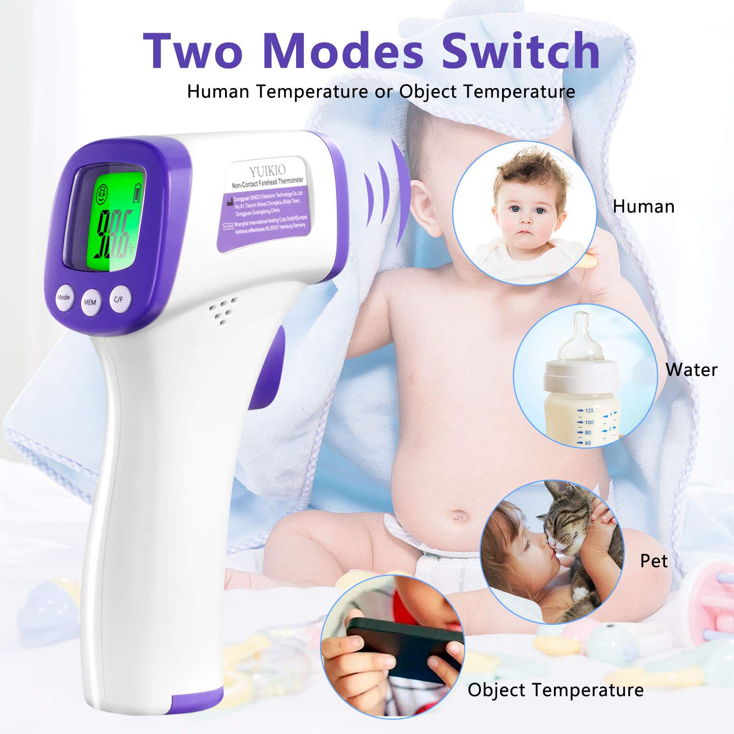 Digital Thermometer for Adults and Kids, No Touch Forehead Thermometer