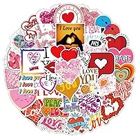 50Pcs Cute Love Stickers for Kids Teens, Valentine's Day Stickers for Couple Girlfriend Boyfriend, Waterproof Heart Stickers for Laptop Water Bottle Guitar Scrapbook Phone Cas (Lover)
