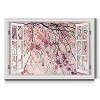 Spring Blossoms Open Window Wall Art, Soft Pink, Beautiful Nature, Bright Colors, Premium Gallery Wrapped Canvas Decor, Ready to Hang, Made in America Print,AZS-WC17-15851W-R-MK