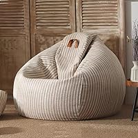 Bean Bag Chair Cotton Linen Bean Bag Chair Cover (No Filler) For Kids And AdultsWashable Ultra Soft Pouf Ottoman Beanbag Chair Lazy Armchair Couch Floor Seating Living Room Furniture ( Color : Khaki ,
