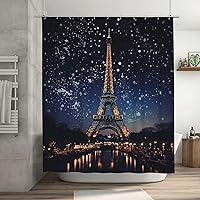 Shower Curtain for Bathroom Night Paris Eiffel Tower Shower Curtains with 12 Hooks Bathroom Curtain Soft Fabric Shower Curtain Bathtub Decor Bath Curtain 72 x 72In