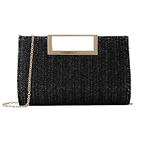 Top Handle Straw Clutch for Women Summer Clutch Straw Evening Bag Raffia Crossbody Purses Woven Beach Clutch