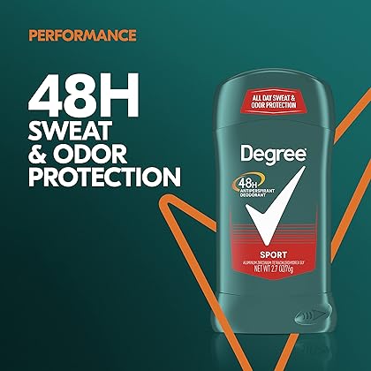 Degree Men Original Protection Antiperspirant Deodorant 48-Hour Sweat and Odor Protection Sport Antiperspirant For Men 2.7 oz, Pack of 6