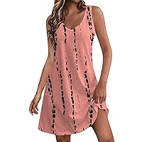 Scoop Neck Sleeveless Dresses for Women Summer with Pockets Spring Fashion Graphic Classic School Comfort Sundress
