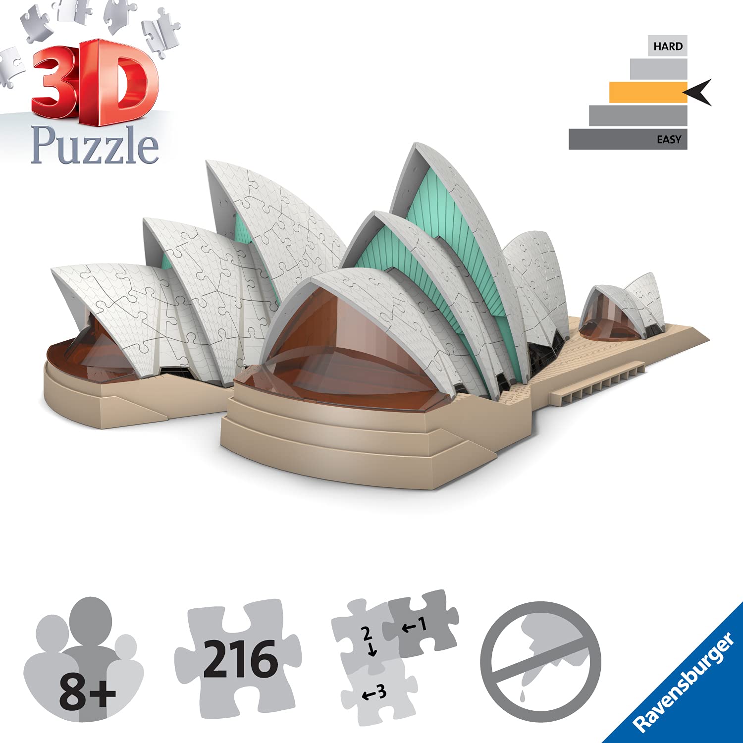 Ravensburger Sydney Opera House 3D Jigsaw Puzzles for Kids & Adults Age 8 Years up - 216 Pieces - No Glue Required