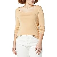 Amazon Essentials Women's Slim-Fit Long Sleeve Square Neck T-Shirt