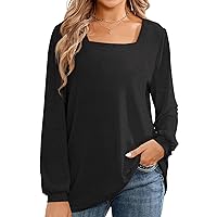 Long Sleeve Tunic Tops for Women Loose Fit Casual Crewneck Shirts Front Twist Top Tee Blouses