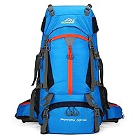 75L Large Camping Hiking Backpack, Light Hiking Large Capacity Outdoor Sports Hiking Bag Waterproof (Light blue)