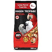 Tropimix Bird Food, Hagen Large Parrot Food with Seeds, Fruit, Nuts, Vegetables, Grains, and Legumes, Enrichment Food, 4 lb Bag