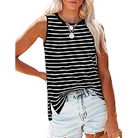 XIEERDUO Womens Tank Tops Crewneck Loose Fit Basic Casual Summer Side Split Sleeveless Shirts