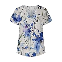Womens T Shirts Basic Petal Short Sleeve V Neck Tees Fashion Solid Tops Loose Lightweight Clothes 2024