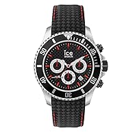 Ice-Watch - ICE Steel Black Racing Chrono - Black Men's Watch with Leather Strap - Chrono - 017669 (Large), Black Racing - Chrono, Strap.