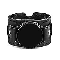Leather wide cuff band 20mm 22mm Compatible with Samsung Galaxy Watch Classic Active Gear and other Smart watches with a classic lug, Handmade UA 2240st (other colors & sizes)