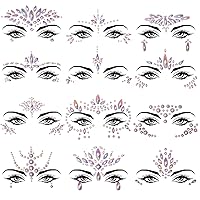 SIQUK 12 Sets Face Jewels Noctilucent Face Gems Luminous Mermaid Temporary Tattoo Stickers Acrylic Face Crystal Stickers for Party Rave Festival
