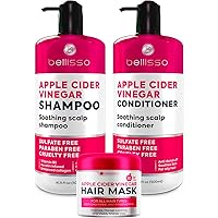 BELLISSO Apple Cider Vinegar Shampoo and Conditioner Set and ​Apple Cider Vinegar Hair Conditioner Mask