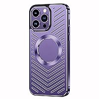Metal Case for iPhone 14/14 Pro/14 Pro Max, Anti-Fall Protection Case Magnetic Attraction Heat Dissipation Case,Purple,14 6.1