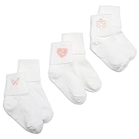 Jefferies Socks Baby Girl Collection Appliques, 3 Pack, White